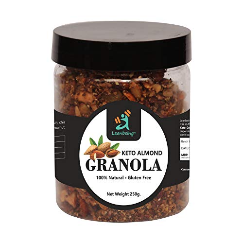 Leanbeing Keto Granola Nutty Almond 250G | Low Carb Cereal, Gluten & Grain Free- Low Fat, High Protein Keto Cereals Energy Snack