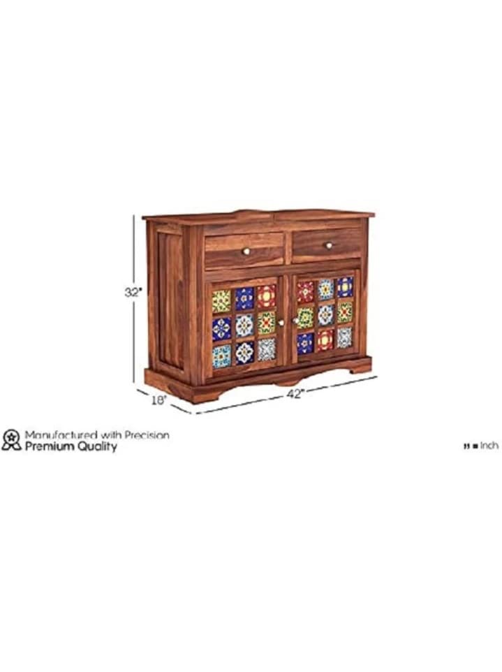 SHRI RAM ENTERPRISES Sideboard Cabinet Kitchen Storage with 2 Door Cabinet & 2 Drawers Storage Solid Wood Free Standing Sideboard.