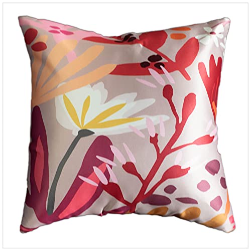 Vendola Microfiber Satin 250TC Blossom Flower Cushion Covers, Multicolour, Set of 5 (16X16 Inches, Blossom)