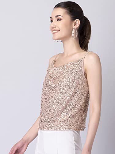 Faballey Women's Regular Fit Blouse (TOP06324_Beige