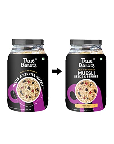 True Elements Muesli 1kg - With Seeds, Berries, Raisins & Almonds | 100% Wholegrain Cereal for Breakfast