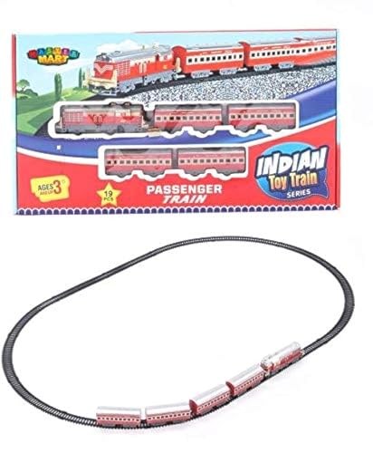 Centy Toys Plastic Indian Passenger Train With Coaches & Railway Track, Pack Of 19, Multicolour