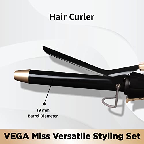 VEGA Miss Versatile Styling Set Straightener, Curler & Dryer Gift Combo (VHSS-03)Black