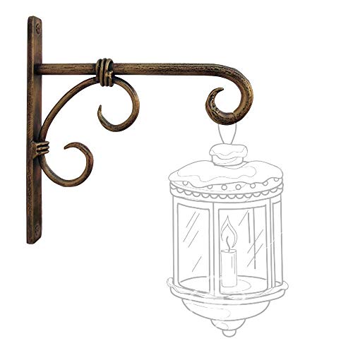 Wood Art Store Golden Antique Wall Bracket for Bird Feeders & Houses Planters Lanterns Wind Chimes Hanging Baskets Ornaments String Lights,