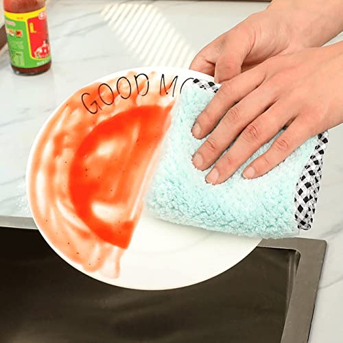 wolpin Microfiber Cleaning Cloths, 5 Pcs 25 x 25 cms Multi-Colour | Highly Absorbent, Lint and Streak Free, Multi -Purpose Wash Cloth for Kitchen, Car, Window, Stainless Steel, Silverware