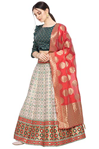 PURVAJA Women'S Silk Blend Lehenga Choli (Multi-Rivaaz_Multicolour_Free Size), Semi-stitched