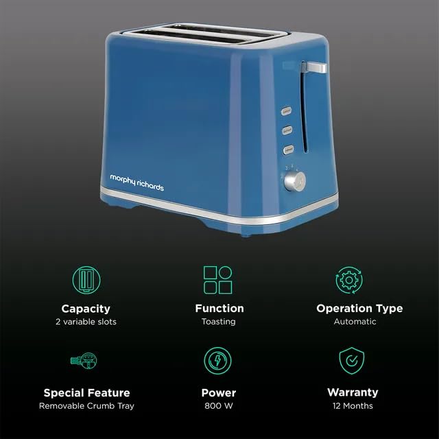 MORPHY RICHARDS POP UP TOASTER AT 205 (370067) 800 WATT BLUE COLOUR