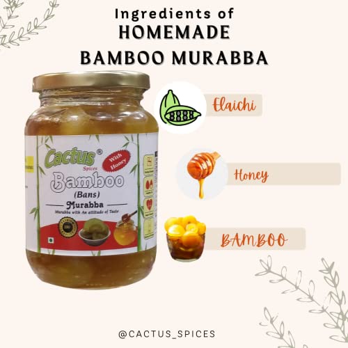 CACTUS SPICES Homemade Bamboo Murabba with Raw Forest Honey | Helps Increasing Height | Bans Ka Murabba |450G