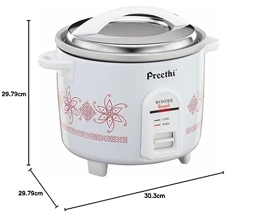 Preethi RC 320 A18 1800 ml Double Pan Rice Cooker, White, 1.8 Liters