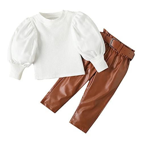 Hopscotch Girls Cotton And Polyester Solid Top And Pant Set in White Color For Ages 3-4 Years (XIQ-4185395)