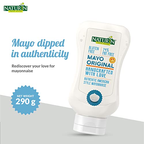 Naturin Mayo Original - Smooth & Creamy Eggless Mayonaise - 100% Vegeterian - Bursting Rich Indian Flavoured Dip Sauce (290gm)