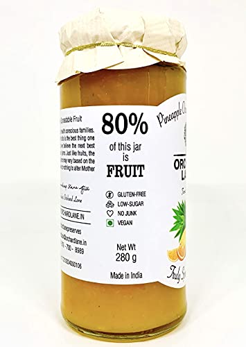 Orchard Lane 80% Fruit- Pineapple Orange Marmalade- Low Sugar, No Preservatives- 280 gm