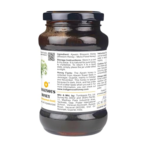 INDIGENOUS HONEY Thyme Honey dark and bitter NMR Tested Raw Unprocessed Natural Pure Original Honey 530 g Glass Jar (Pack of 1)