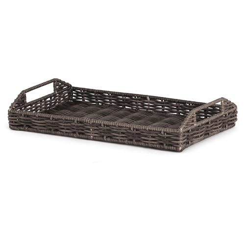 Pure Home and Living Brown Resin Wicker Tray
