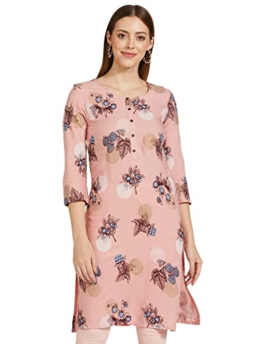 MAX Women Printed Straight Kurta (NAFKAW22BR_Pink_L)