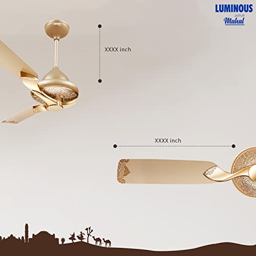 Luminous Jaipur Mahal 1320mm Designer Ceiling Fan for Home and Office (2 Year Warranty, Thar Gold)