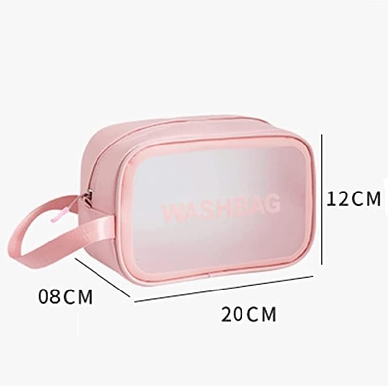 ERHETUS Multi-Functional Makeup Pouch for Women | Waterproof PVC Cosmetic Bags for Girls | Toiletry Storage Wash Bag | Travel Organizer for Bath Accessories & Grooming Kit (20 * 12 * 08 CM, Pink)