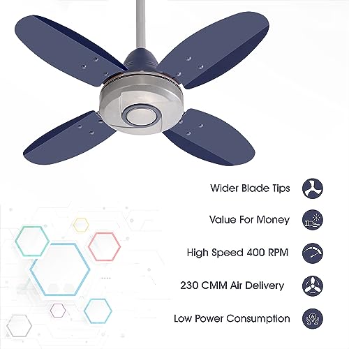 ACTIVA ORNET High Speed 850 RPM 4 Blades (600MM) Anti DUST Coating Ceiling Fan 2 Year Warranty (Silver Blue)