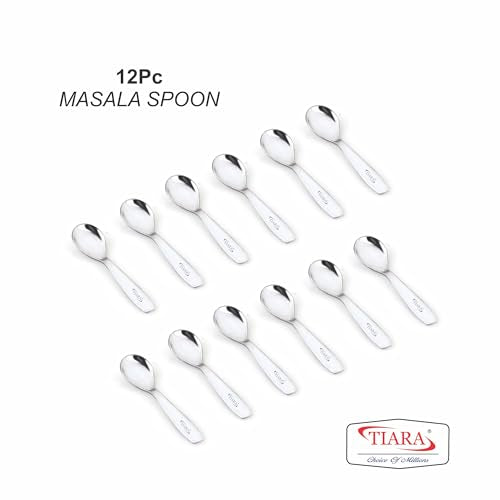 TIARA 12pc Masala Spoon Stainless Steel Small Masala Containers Spoon Set for Home/Kitchen Length (8cm)