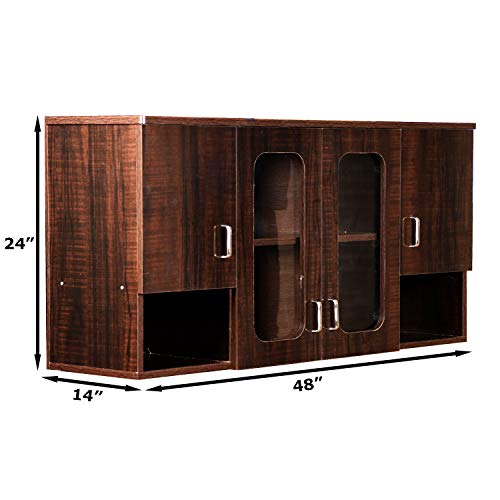 Hexagon Furnitures Wooden Orchid Dark Glossy 4 Door Modular Kitchen Cabinet (Brown)