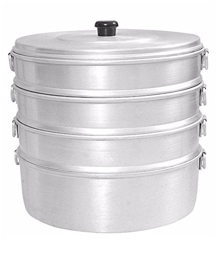 KC Aluminium Momos Steamer Diamm: 8 Inch With 4 Tier Capacity 5 Litres, Silver