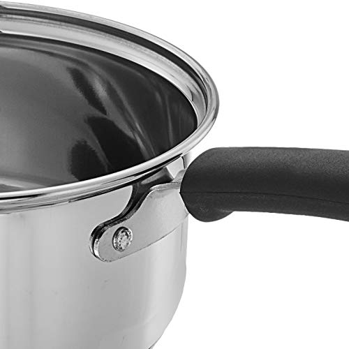 Amazon Brand - Solimo Stainless Steel Saucepan with Glass Lid, Induction Base (16 cm, 1500 milliliters )