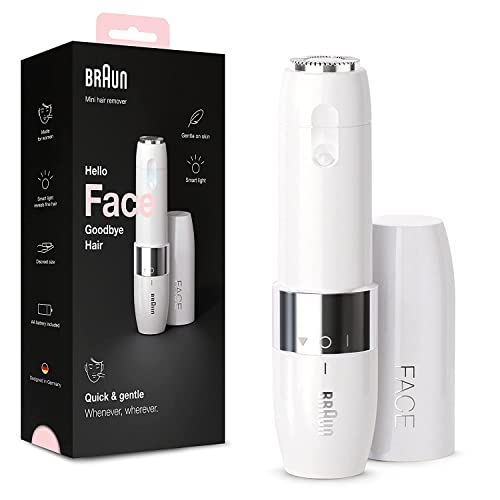 Braun Face Mini Hair Remover FS1000, Electric Facial Hair Removal for Women, Quick, Gentle & Painless, Smooth Skin, Ideal for On-The-Go, with Smartlight