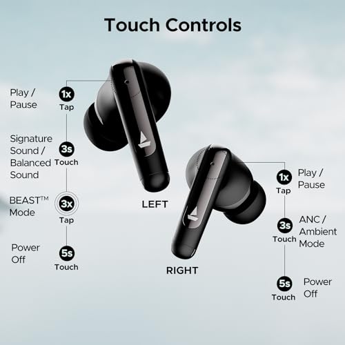 boAt Newly Launched Airdopes 141 ANC TWS Earbuds with 32 dB ANC, 42 HRS Playback, 50ms Low Latency Beast™ Mode, IWP™ Tech,Quad Mics with ENx™,ASAP™ Charge,USB Type-C Port & IPX5(Gunmetal Black)