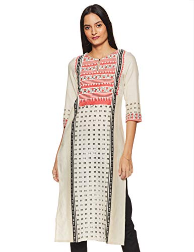 W for Woman Women's Cotton Kurta (18AUW17893-51115_Off White_S (8))