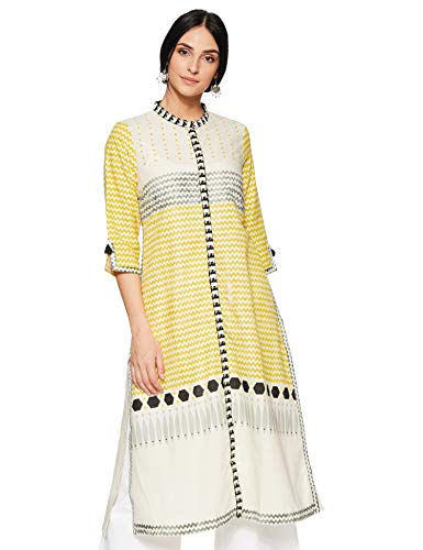 W for Woman Women's Cotton Kurta (18AUW17470-51123_Off White_S (8))