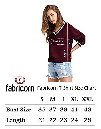 Fabricorn Women's Plain Long Sleeve Cotton Tshirt (Wine, Large)