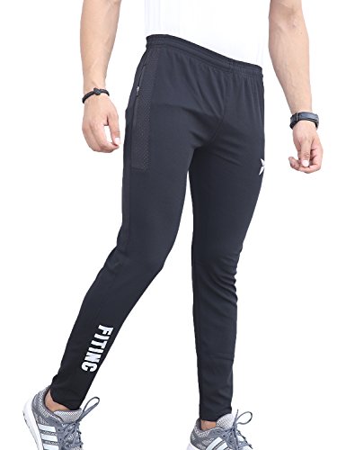 FITINC Men's Slim Fit Polyester Track Pants (fitDSPb108l_Black_L)