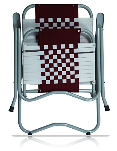 ARTEMIST Foldable Stripe Chair with Arm Rest Portable Chair with Durable Folding Frame, Ideal for Garden, Patio, Lawn, Balcony (Maroon,Chromium Steel)