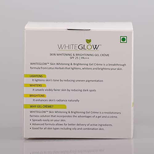 Lotus Herbals WhiteGlow Skin Whitening And Brightening Gel, Face Cream with SPF-25, for all skin types, 40g