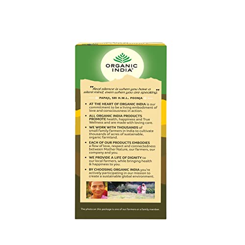 Organic India Tulsi Honey Chamomile - Pack of 25 Tea Bags 1.74g (43.5 Grams)