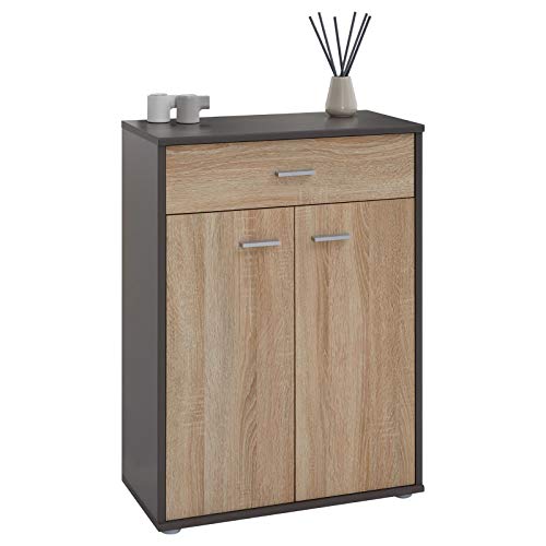 SPYDER CRAFT Home & Kitchen Furniture Crockery Sideboard Cabinet, Chest of Drawers with 1 Drawer and 2 Doors, Use for Dining Room Living Room Hallway Color: Grey and Sonoma Oak