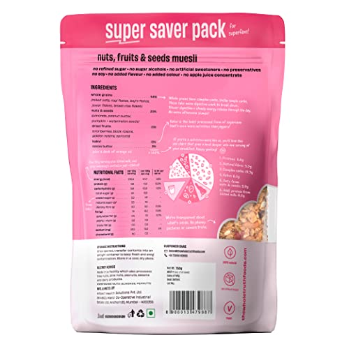 The Whole Truth - Super Saver Breakfast Muesli | Nuts, Dried Fruits and Seeds | 750 grams | Vegan | Dairy-free | No Artificial Sweeteners | No Added Flavours | Nutritious Snack and breakfast