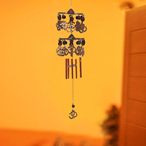 Feng Shui Om Rudraksha Double Layer Wind Chime Wall Decor Double Layer by Gupta Fancy Store