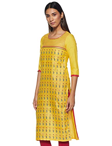 Aurelia Women's Cotton Kurta (20FEA11388-501469_Yellow_Small)