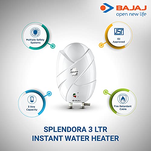 Bajaj Splendora 3 Litre 3KW IWH Instant Water Heater (Geyser), White