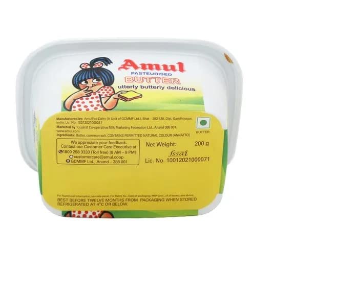 Amul Pasteurised Butter, 200 g Tub (Pack of 2)