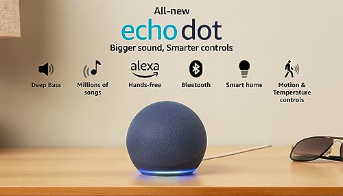 All-New Echo Dot (5th Gen, 2023 release) | Smart speaker with Bigger sound, Motion Detection, Temperature Sensor, Alexa and Bluetooth| Blue