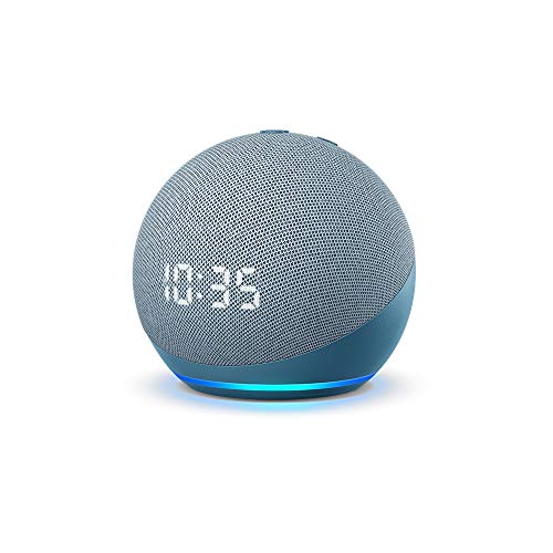 Echo Dot (4th Gen, Blue) with clock combo with Wipro 9W LED smart color Bulb