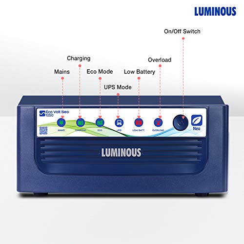 Luminous Eco Volt Neo 1050 Pure Sine Wave 900VA/12V Inverter for Home, Office and Shops (Supports 1 Inverter Battery of 12V)