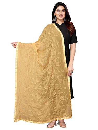 Satrani Women's Nazneen Embroidery Dupatta (116FD258N_Golden)