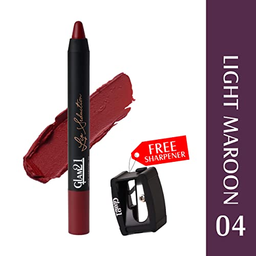 Glam21 Lip Seduction Non- Transfer Crayon Lipstick| Lightweight & Longlasting|Creamy Matte Formula - 2.8gm|Light Maroon|04