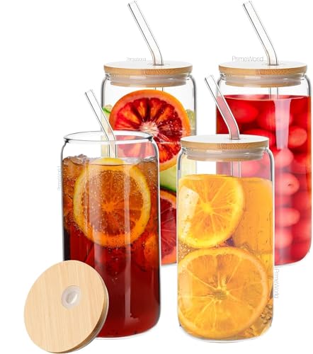 PrimeWorld Colvane Can Shaped Glass Set of 1 Pcs 550ml Ideal for Beer, Iced Coffee/Tea, Juice, Cocktail, Whiskey, Water Smoothie, Boba Tea Glasses,Soda,Water Glasses