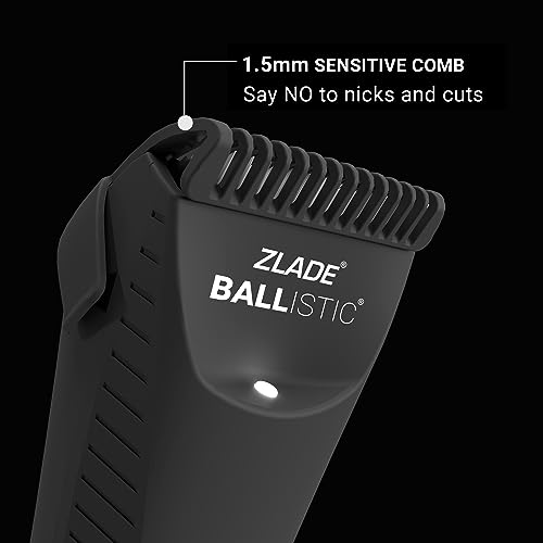 ZLADE Ballistic TURBO 3.0 Manscaping Body Trimmer for Men | Private Part Shaving | Beard, Pubic Hair Groomer | Waterproof, Cordless, Rechargeable | Wireless Fast Charging, Travel Lock | 1.5mm Sensitive Comb, Zero Nicks or Cuts