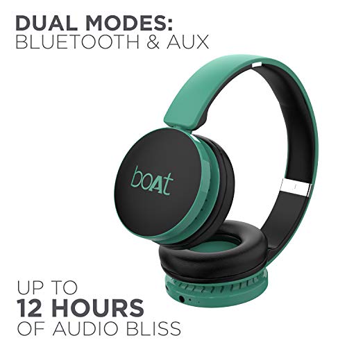 boAt Rockerz 370 On Ear Bluetooth Headphones with mic, Upto 12 Hours Playtime, Cozy Padded Earcups and Bluetooth v5.0(Gregarious Green)
