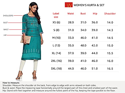 W for Woman Women's Cotton Kurta (19FEW11542-211525_Green_XL (14))